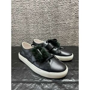 Anthropologie D.A.T.E. Faux Fur Buckle Lace Up Sneakers Black Womens Size 9.5 US